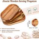 Yaomiao 4 Pcs Acacia Wooden Serving Tray Oval Shaped Rustic Wood Plates Large Decorative Natural Tray Serving Platter for Food Charcuterie Cheese Dish Bread Fruit Kitchen(11 x 6 Inch)