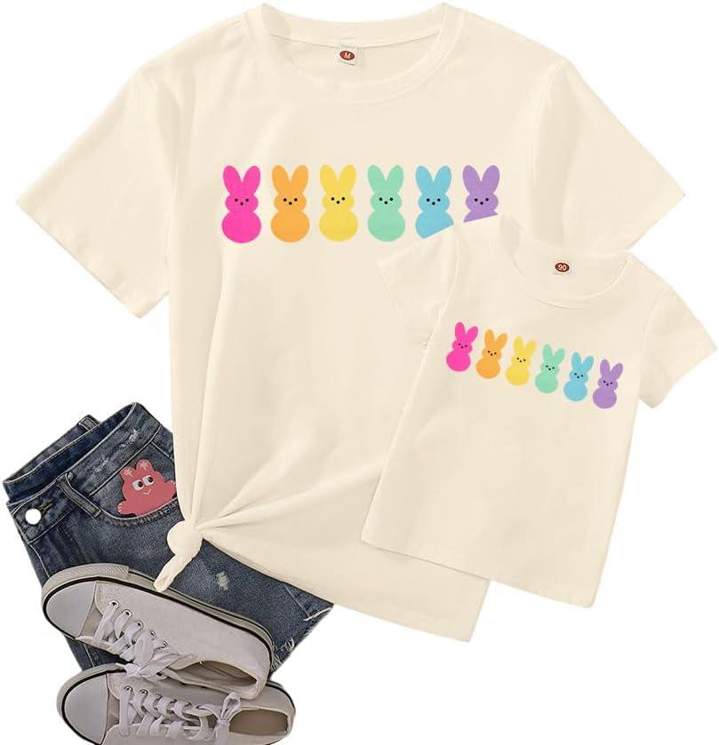 LOTUCY Mom and Son Matching Outfits Mama and Mama's Litter Man Print Shirts Cute Mom and Son Valentine's Gifts (XL)