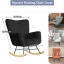 Nursery Rocking Chair Cover, Jacquard Stretch Cover for Nursery Rocking Chair Teddy Upholstered Glider Rocker, Rocking Accent Armchair Slipcover for Living Room Bedroom Offices,Black,Only Cover