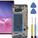 for Samsung S10 Plus Screen Replacement with Frame for Samsung Galaxy s10+ Plus Screen Replacement G975f G975u G975w LCD Display Touch Screen digitizer Assembly 6.4" Black