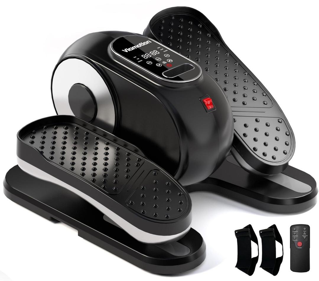 Under Desk Elliptical Machine, Leg Exerciser as Seen on TV While Sitting for Senior with Remote Control, Portable & Quiet Pedal Exerciser with 12 Adjustable Speed, Black