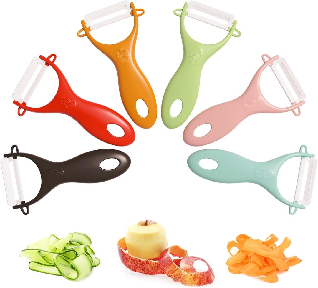 Trez Treamer 6PCS Vegetable Peeler Set with Sharp Blade,Ceramic Apple Peeler Potatoes & Potato Peeler Veggie Peeler Fruit Peeler Carrot Y Peeler Utral Fast Peeling without Rust for Kitchen (6-Pack Rainbow)