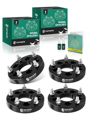 YHTAUTO 5x4.5 to 5x5.5 Wheel Adapters 1 Inch Compatible with Ford Explorer, Jeep, Dodge, Lincoln, Tire Adapters w/1/2-20 & 12.9 Grade Studs, 73.1mm Center Bore 5 Lug 4PCS Black