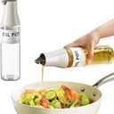 Olive Oil Dispenser Bottle, Auto Flip Non-Drip Design, Leak Proof Soy Sauce & Vinegar Dispenser, Glass Oil Bottle with 500ml Capacity, Warm Grey (1)