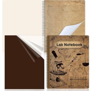 2 x Chemistry Lab Notebook Vintage Laboratory Notebook Quad Ruled Science Lab Book 8.5'' x 11'' for Student Research Graphing Engineering Computation Physics Ink Proof 104 Page Coil Binding