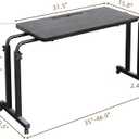 Overbed Table with Wheels, Height Adjustable Hospital Bed Table with Tablet Slot and Edge Stopper, Rolling Over Bed Desk for Recliner, Sofa, Single Bed, Laptop and Meals, Black, 15.8 inches x 31.5 inches x 39.8 inches