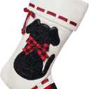 Dog Christmas Stocking 19 Xmas Pet Hanging Stockings with 3D Leather Dog Pattern Oversize Handmade Xmas Fireplace Hanging Stockings Decorations for Family Holiday Season Party Decor Pets Gifts