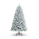 6ft Artificial Snow Flocked Hinged Christmas Tree with Metal Stand