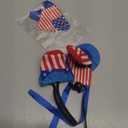 4 Pcs Pet Independence Day Costume 4th of July Guinea Pig Hat and Bandana Uncle Sam Rabbit Hat American Flag Small Animals Hat Bandana Triangle Bib Scarf with Stars and Stripes Pattern (S)