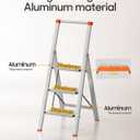 HillhutApex 3 Step Foldable Aluminum Step Ladder with Handgrip, Anti-Slip Pedal, 330 lbs Capacity, Lightweight & Portable for Home, Kitchen, Office, Garage (Orange)