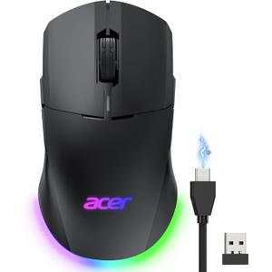 acer Wireless Gaming Mouse for Laptop, 24,000 DPI Wired Computer Mouse with 8 Programmable Buttons, Left & Right Hand, Rechargable Gaming Mice, Long Battery Life, RGB Lighting Gamer for PC, Desktop