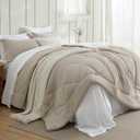 Bedsure Oversized Queen Comforter Set - 7 Pieces Reversible Black Bedding, Oversized Queen Size Bed Set for All Seasons, Bed in a Bag with Down Alternative Comforter, Sheets, Pillowcases & Shams