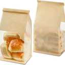 50 PCS Bread Bags for Homemade Breads, 11 x 5.1 x 3.9 Inches Bakery Bags with Tin Tie Tab Lock, Cookie Bags with Window for Pastry Bagel Packaging