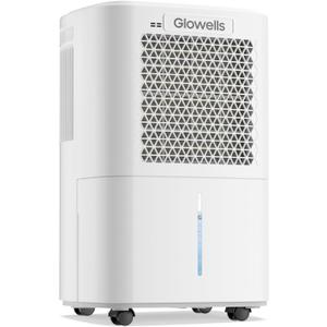 2500 Sq.Ft Dehumidifier for Basement with Drain Hose, Glowells 34 Pints Dehumidifiers for Home, Bathroom, Bedroom Large Room, RV, Three Modes, Quiet with Smart Compressor, Dry Clothes, 24H Timer