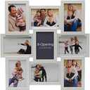 Melannco 18 x 18 Inch 9 Opening Photo Collage Frame, Displays Four 4x6 and Five 6x4 Inch Photos, White