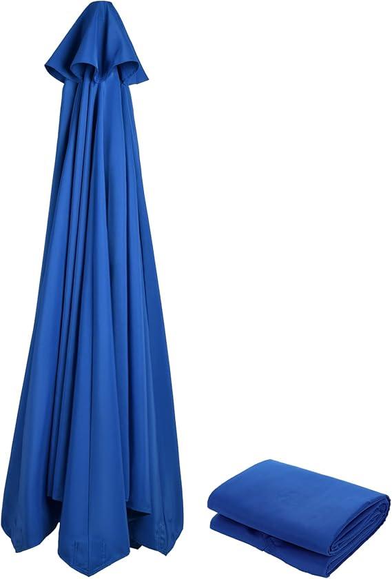 DULRLLY 9Ft Patio Umbrella Replacement Canopy, Outdoor Umbrella Canopy Replacement, Market Table Umbrella Fabric Replacement Top for Garden Lawn Deck Backyard Pool, Color: 8 Ribs Blue