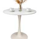 27.6" Round Dining Table with Sintered Stone Faux Marble Top and Iron Base - Modern & Elegant Design for Home & Restaurant Use Living Room, Café Coffee Table, White