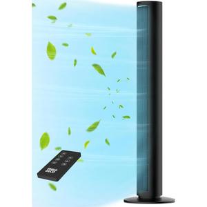 PHILODECO Tower Fan For Bedroom, 40 Inch Bladeless Fan, 80  Oscillating Fan, Silent Floor Fan With Remote Control Led, 4-Speed Multiple Modes, 7h Timer, Large Air Outlet