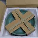 Sunnydaze 7-Inch Ceramic Plant Saucers - Plant Drip Trays for Outdoor Planter Flower Pot Drainage - Set of 2 - Seafoam