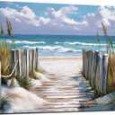 Bathroom beach picture wall art, blue ocean painting decorate bedroom, relax sea view artwork, 16"L x 24"W