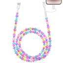 VOFUOE USB C Cable for iPhone 17 Charging Cord [MFi Certified] 2 in 1 Multi Charging Star Beads Charging Cord Extra Long 4.9FT 1.5M Girls Women Fast Charging for iPhone 16/15, for Galaxy S25-Colorful