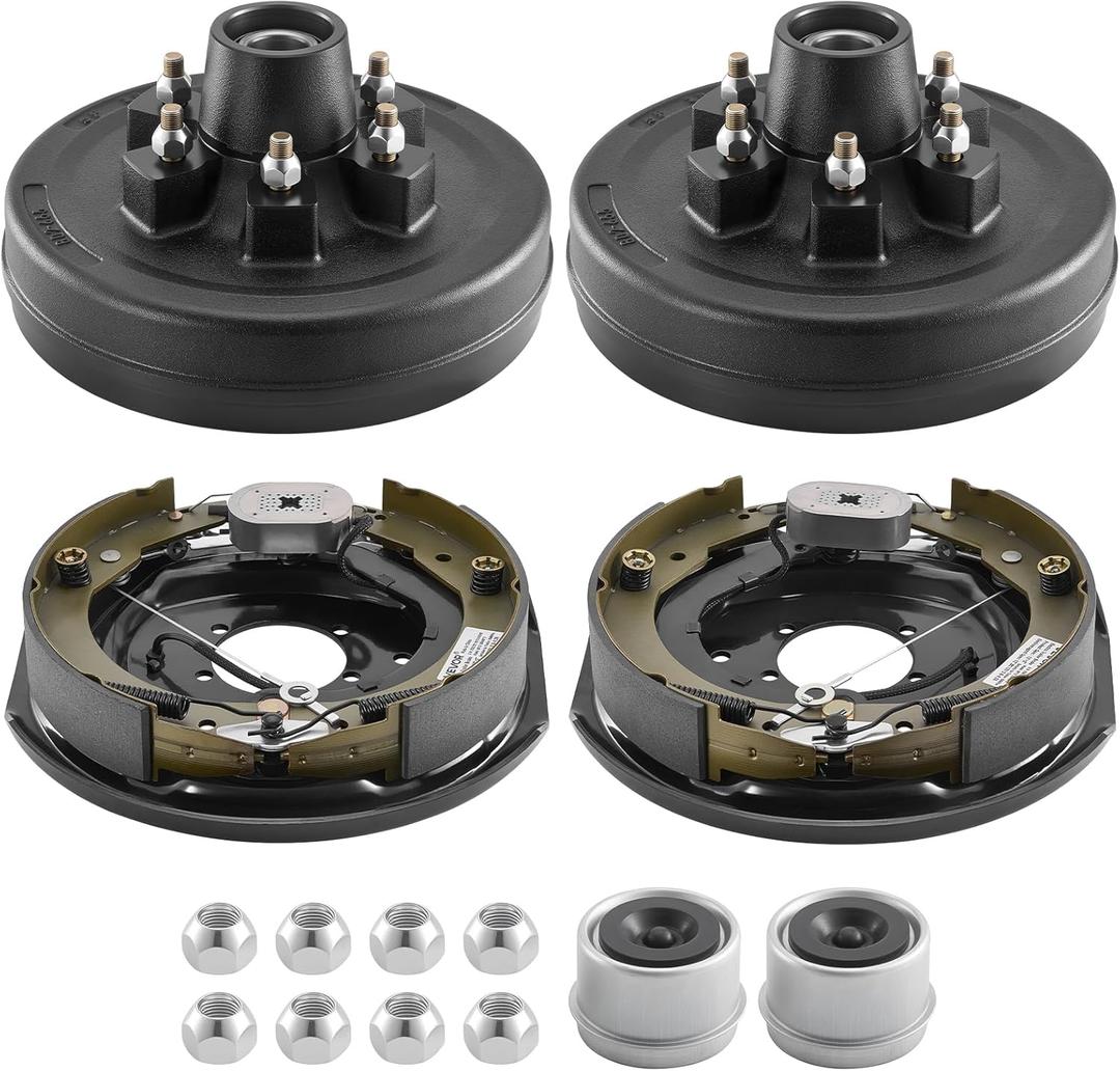 VEVOR Electric Trailer Brake Assembly, 12 x 2 Inch, 1 Pair Self-Adjusting Electric Brakes Kit for 6000 lbs Trailer Axle, Backing Plates for Braking System Part Replacement, Fit for Trailers, RVs