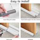 Under Door Draft Stopper, 0-38 inch Under Door Bottom Gap Filler Draft Noise Blocker,Adjustable Washable Under Door Sweep,Soundproof Door Seal Protector Guard for Cold Air,Wind,Light (2-Pack Black)