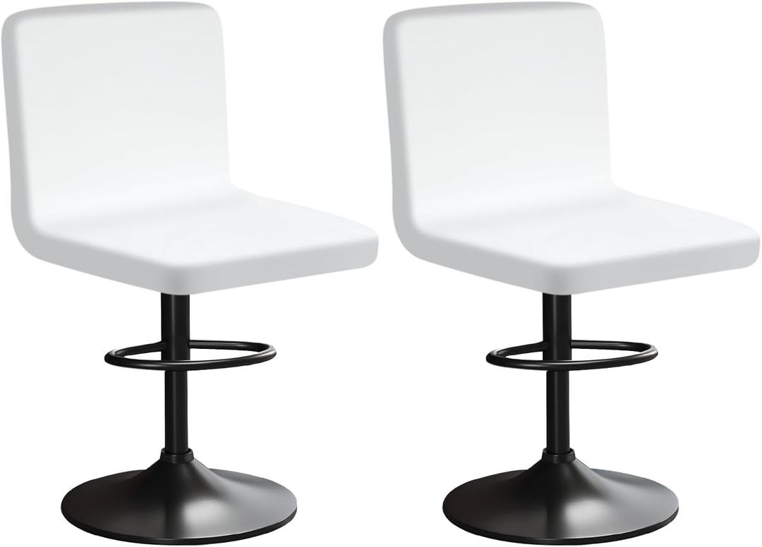 Bar Stools Slipcovers with Backrest Stretch Chair Covers Bar Chair Cover Velvet, Soft Texture, Stretchable and Wrinkle Resistant, Washable and Dustproof (2, White)