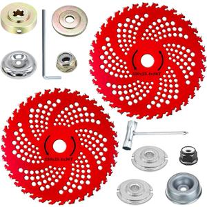 9" x36 Teeth Carbide Tipped Brush Cutter Blades,Weed Eater Blades with Adapter Kit for Brush Cutters Weed Eaters Weed Wacker Trimmers (2PCS)