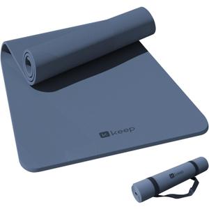 KEEP Yoga Mat, 32" Extra Wide Exercise Mat with Strap for Men and Women, 7mm Thick Double-Sided Non-Slip Eco-friendly Yoga Mat for Pilates, Workout and Fitness (Navy Blue)