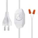 White Extension Cord with Rotary Dimmer Switch, 6 Feet Lamp Cord Compatible with Low Voltage Dimmable LED, Halogen & Incandescent Bulbs, UL Listed, 120V 150W Max (White Open-ended)