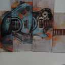 LoveHouse Music Pictures Artwork Blue Guitar Painting Canvas Prints Musical Posters Jazz Art Decor for Home Stuido (12"x24"x2pcs+12"x32"x2pcs)