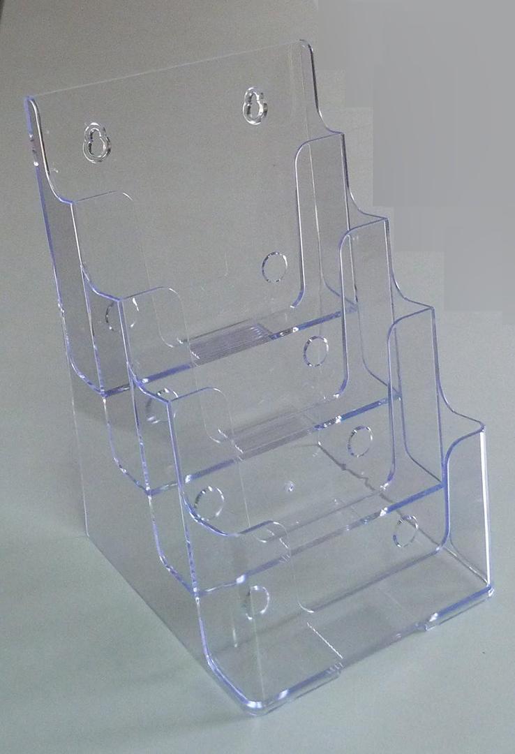 FixtureDisplays®  4 Tier Leaflet Holder Bi-fold  Literature Holder Clear Acrylic Wall Mountable, 13.5x9.3"
