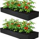 Foxlang 12x4x1ft(2 Pack) Galvanized Raised Garden Bed,Outdoor Planter Box Metal Patio Kit Planting Bed for Vegetables Flowers Herb,Black