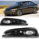 Fog Lights for Honda Civic Sedan 4-Door 2013 2014 2015 with H11 12V55W Halogen Bulbs Fog Lamps Assembly Included Wiring Kit & Switch-1 Pair (Clear Glass Lens)