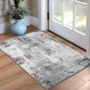 Entrance Rugs Indoor 2x3 Grey Entry Rug Washable Abstract Small Area Rug Non-Slip Low Pile Throw Rugs for Entryway, Kitchen Floor, Front Door Indoor Door Mat, Bathroom, Bedroom Bedside (2'x3')