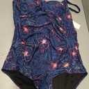 Itzel Women's Twist Front One Piece Swimsuit Tummy Control Flowers Leaf 16