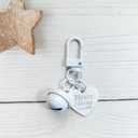 Heart Bell Keychains with Open Jump Buckle, Painted Metal Keychain Decor for Bag Purse Keys, DIY White Keychain Accessories with Heart Charm Bell (White)