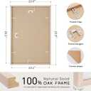 puthiac 13x19 Solid Oak Wood Picture Frame, Fits 11x17 with Mat or 13x19 Without Mat, Wall Display Only, Vertical or Horizontal, Plexi Front, 1 Pack, Natural Oak