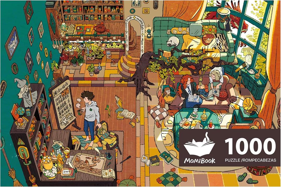 MOMIBOOK 1000 Piece Puzzle for Adults Jigsaw Puzzles of Enchanted Magic House, Touch Film Painting Image Difficult Challenging Hard Impossible Puzzle Unique Funny Party Christmas Birthday Gifts