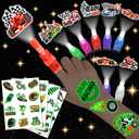 72 PCS Race Car Party Favors  48 PCS Tattoos & 24 PCS LED Finger Lights Combo  Birthday Goodie Bag Fillers, Party Supplies, Gifts Light Up Toys Glow In The Dark for Boys and Girls