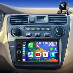 Upgrade Car Radio for Honda Accord 1990-2002, Wireless Carplay Android Auto Stereo Civic 1996-2000, CRV 1997-2006, Element 2003-2011, Odyssey 1995-2004 Touchscreen Head Unit with Bluetooth Camera FM