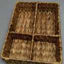 PINXIURY Water Hyacinth tea bag holder, Coffee pod Storage Baskets with Dividers, Woven Coffee and Tea Wicker Organizer, Home Storage, for Bathroom, Living Room, Office, Pantry Room, Kichen Island
