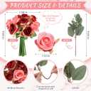 Zeyune 12 Bunches Wedding Bridesmaids Bouquets 144 Heads 7 Inch Artificial Rose Bouquets Silk Fake Flower Bulk with Stems for Valentine's Day Wedding Bridal Shower Home Party Decor(Rose Red)