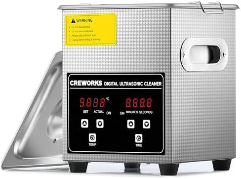 CREWORKS Professional Jewelry Cleaning Machine, 2L Jewelry Cleaning Ultrasonic Machine with Heater & Timer, Digital Sonic Cleaning Machine for Cleaning Denture Dental Irrigator Parts Retainer Glasses