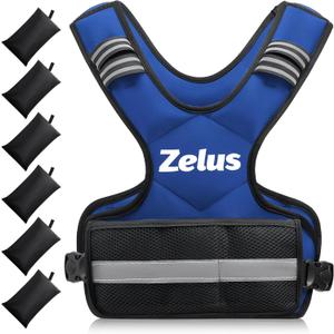 ZELUS Weighted Vest for Men and Women | 4-10lb Vest with 6 Ironsand Weights for Home Workouts | Adjustable Body Weight Vest Exercise Set for Cardio and Strength Training (Blue)