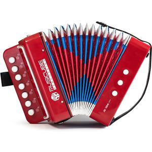 MUSICUBE Kids Accordion Instrument Toys 10 Keys Button Small Accordion for Boys & Girls Educational Musical Instrument Toys Christmas Gift Choice (RED)