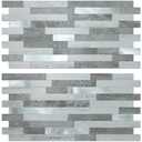 AULIGET 10 Sheets Faux Stone Peel and Stick Backsplash, Grey Slate Look PVC Wall Tile Stick on Backsplash for Kitchen and Bathroom, 12x12"