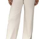 FOMOYUU Women's Fold Over Lounge Pants Low Rise Wide Leg Yoga Sweatpants Stretchy Bell Bottoms Leggings Roll Over Pants (Pink+white)