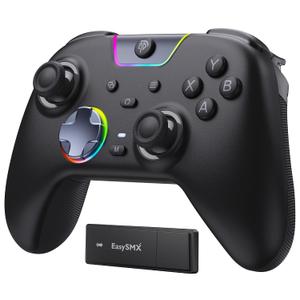 EasySMX X05Pro Wireless PC Controller Quiet-Press Buttons, 2-Stage Impulse Triggers, 2 Programmable Buttons, Hall Joysticks, 1000mAh Battery, 1000Hz Polling Gaming Controller for PC/Switch/Android/iOS